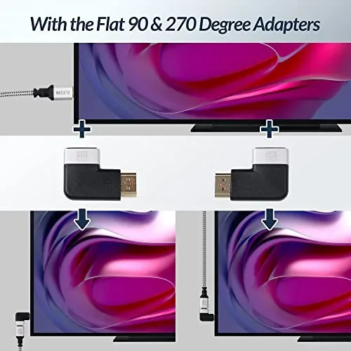 Flat 90° and 270° Adapters Included, Not Sold Separately